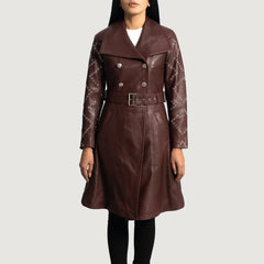 Missoni Leather Trench Coat In Maroon