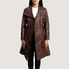 Missoni Leather Trench Coat In Maroon