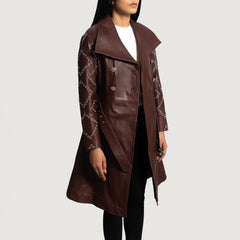 Missoni Leather Trench Coat In Maroon