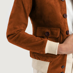 Sasha A1 Suede Bomber Jacket In Brown