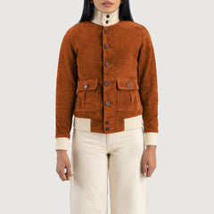 Sasha A1 Suede Bomber Jacket In Brown