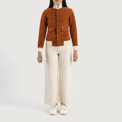 Sasha A1 Suede Bomber Jacket In Brown
