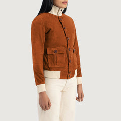 Sasha A1 Suede Bomber Jacket In Brown