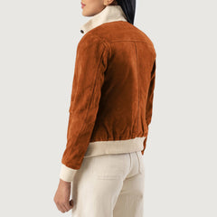 Sasha A1 Suede Bomber Jacket In Brown