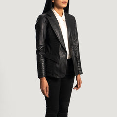Selina Leather Blazer In Black