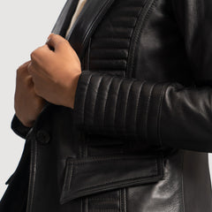 Selina Leather Blazer In Black