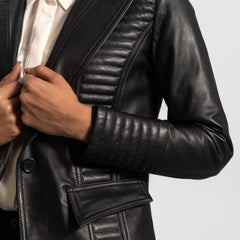 Selina Leather Blazer In Black