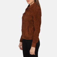 Suzy Suede Trucker Jacket In Brown
