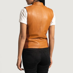 Westina Leather Vest In Tan Dye