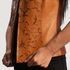 Westina Leather Vest In Tan Dye