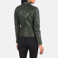 Adalyn Quilted Emerald Green Leather Biker Jacket