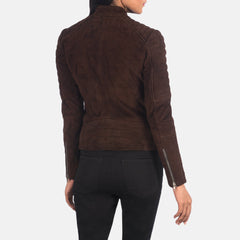 Adalyn Quilted Mocha Suede Rider Biker Jacket