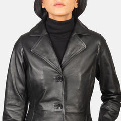 Alexis Leather Coat Black Single Breasted