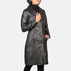 Alexis Leather Coat Black Single Breasted