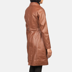 Alexis Leather Coat Brown Single Breasted