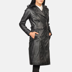 Alice Leather Coat Black Double Breasted