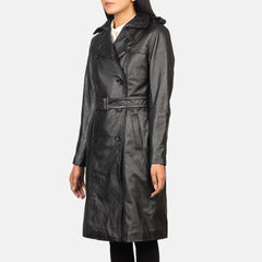 Alice Leather Coat Black Double Breasted