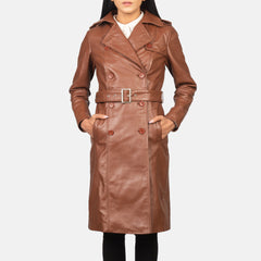 Alice Leather Coat Brown Double Breasted