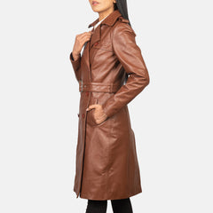Alice Leather Coat Brown Double Breasted