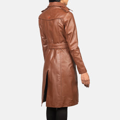Alice Leather Coat Brown Double Breasted