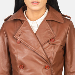 Alice Leather Coat Brown Double Breasted