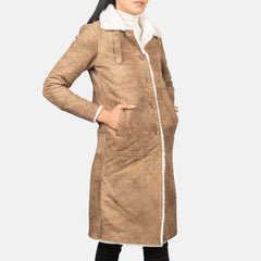 Alina Leather Coat Shearling Brown