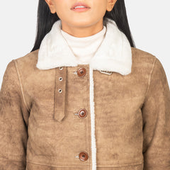 Alina Leather Coat Shearling Brown