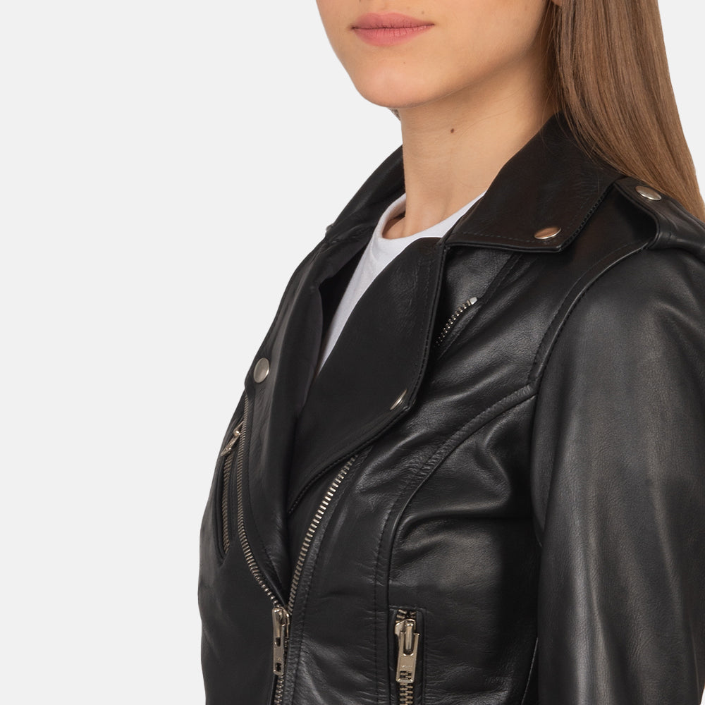 Zyra Street Biker Black Leather Jacket
