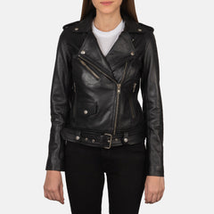 Alison Leather Biker Jacket Black