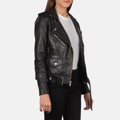 Zyra Street Biker Black Leather Jacket