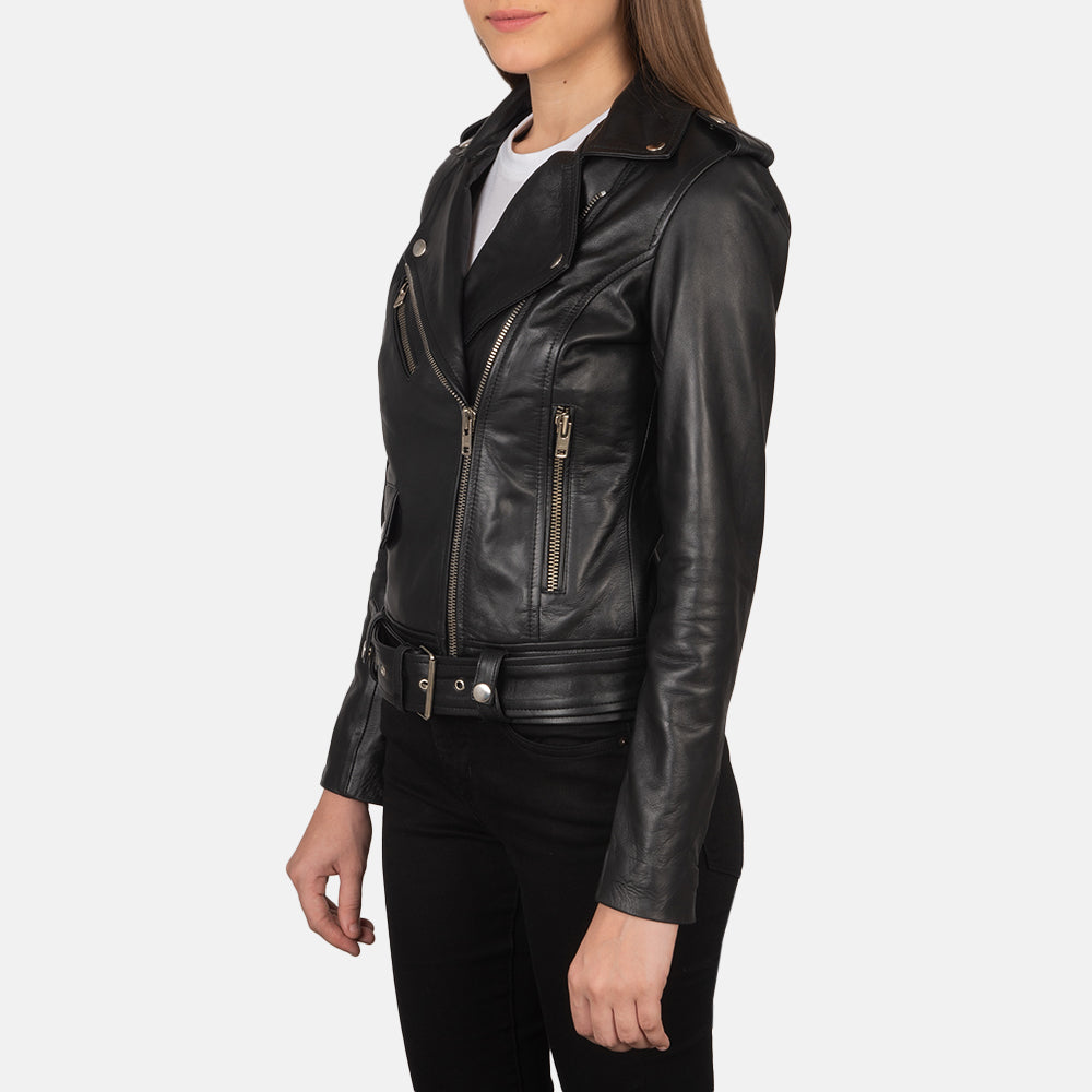 Zyra Street Biker Black Leather Jacket