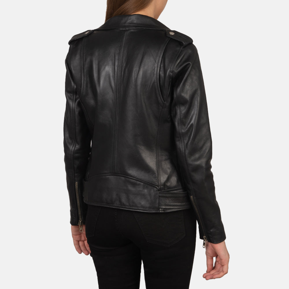 Zyra Street Biker Black Leather Jacket