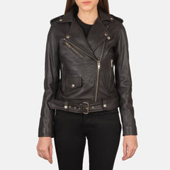 Alison Leather Biker Jacket Brown