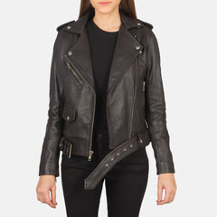 Alison Leather Biker Jacket Brown