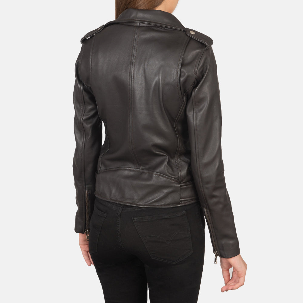 Zyra Street Biker Brown Leather Jacket