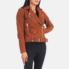 Alison Suede Biker Jacket Brown