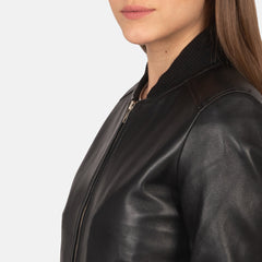 Bliss Bomber Jacket Made From Black Leather