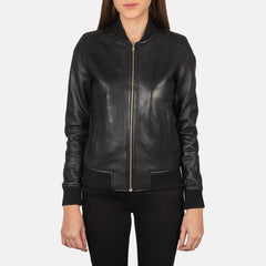 Elara Classic Women Black Leather Bomber