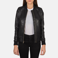 Bliss Bomber Jacket Made From Black Leather