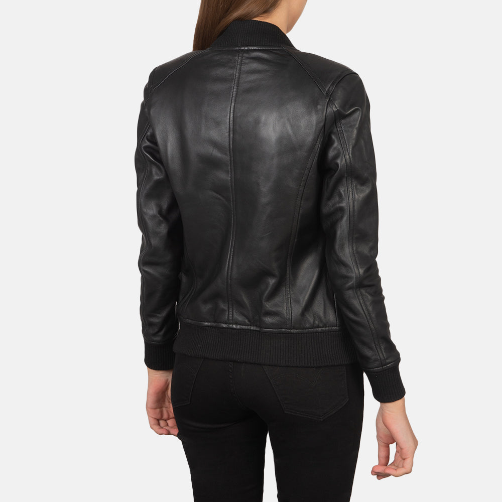 Elara Classic Women Black Leather Bomber