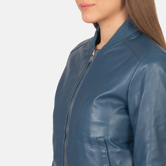Bliss Blue Leather Bomber