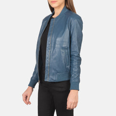 Bliss Blue Leather Bomber
