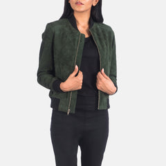 Bliss Green Suede Bomber