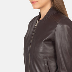 Bliss Maroon Leather Bomber