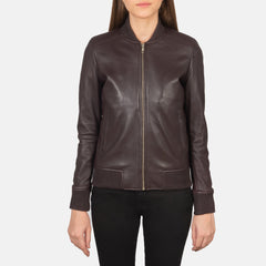 Bliss Maroon Leather Bomber