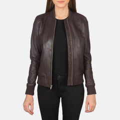 Bliss Maroon Leather Bomber