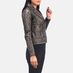 Carolyn Distressed Brown Quilted Biker
