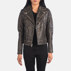 Carolyn Distressed Brown Quilted Biker