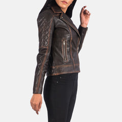 Carolyn Vintage Brown Quilted Biker