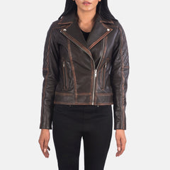 Carolyn Vintage Brown Quilted Biker